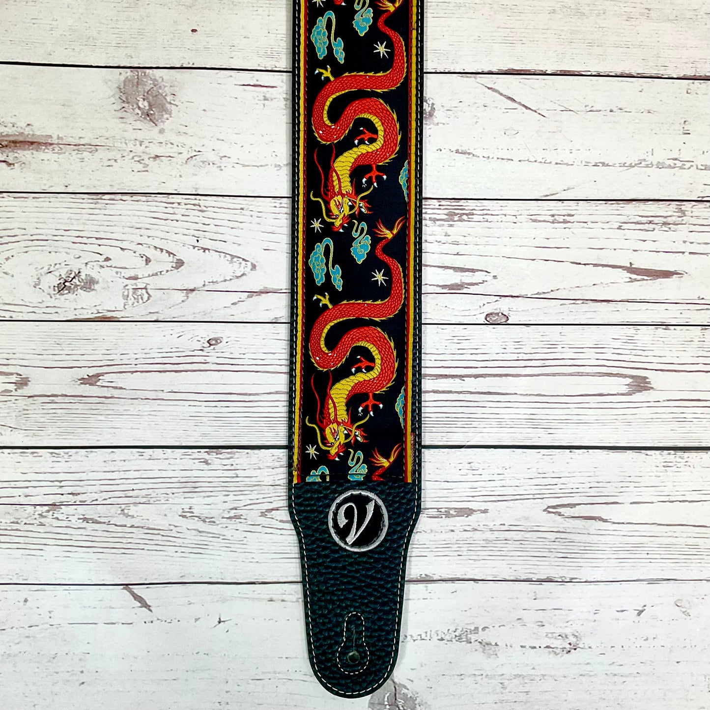 The Jimmy Page Dragon Suit Guitar Strap in Black - Vtar Vegan Guitar Straps