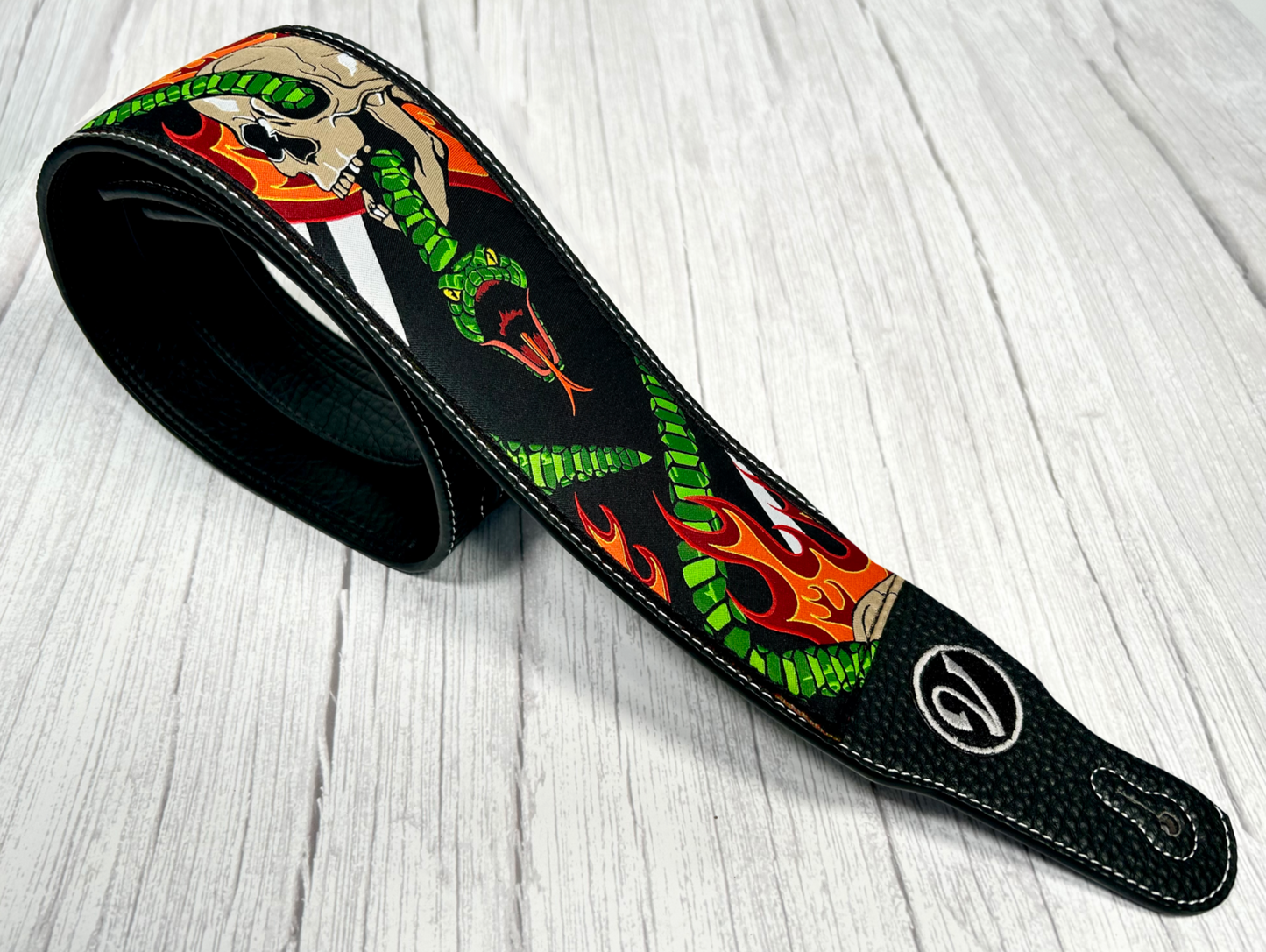 The Snake and Skull Guitar Strap - Vtar Vegan Guitar Strap