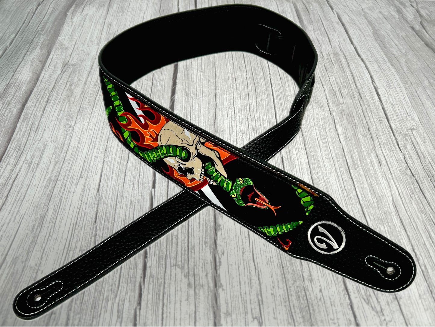 The Snake and Skull Guitar Strap - Vtar Vegan Guitar Strap
