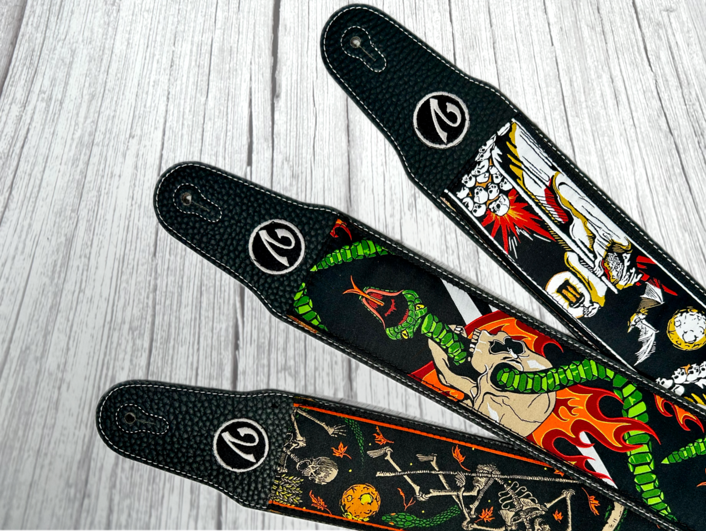 The Snake and Skull Guitar Strap - Vtar Vegan Guitar Strap