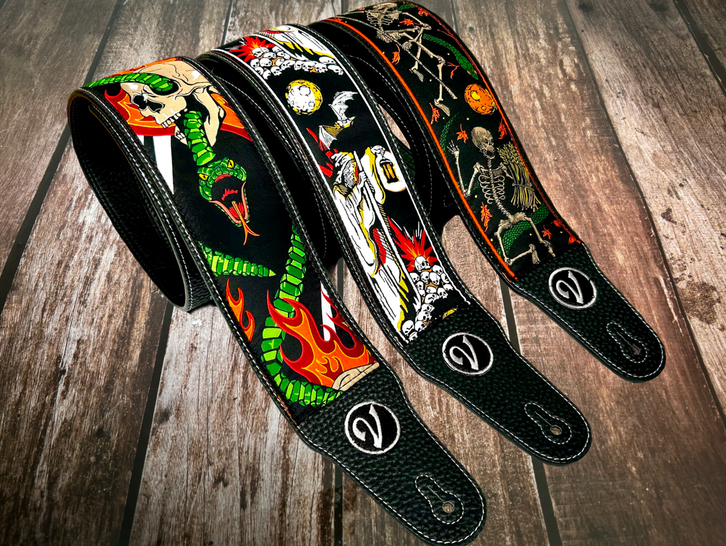 The Snake and Skull Guitar Strap - Vtar Vegan Guitar Strap