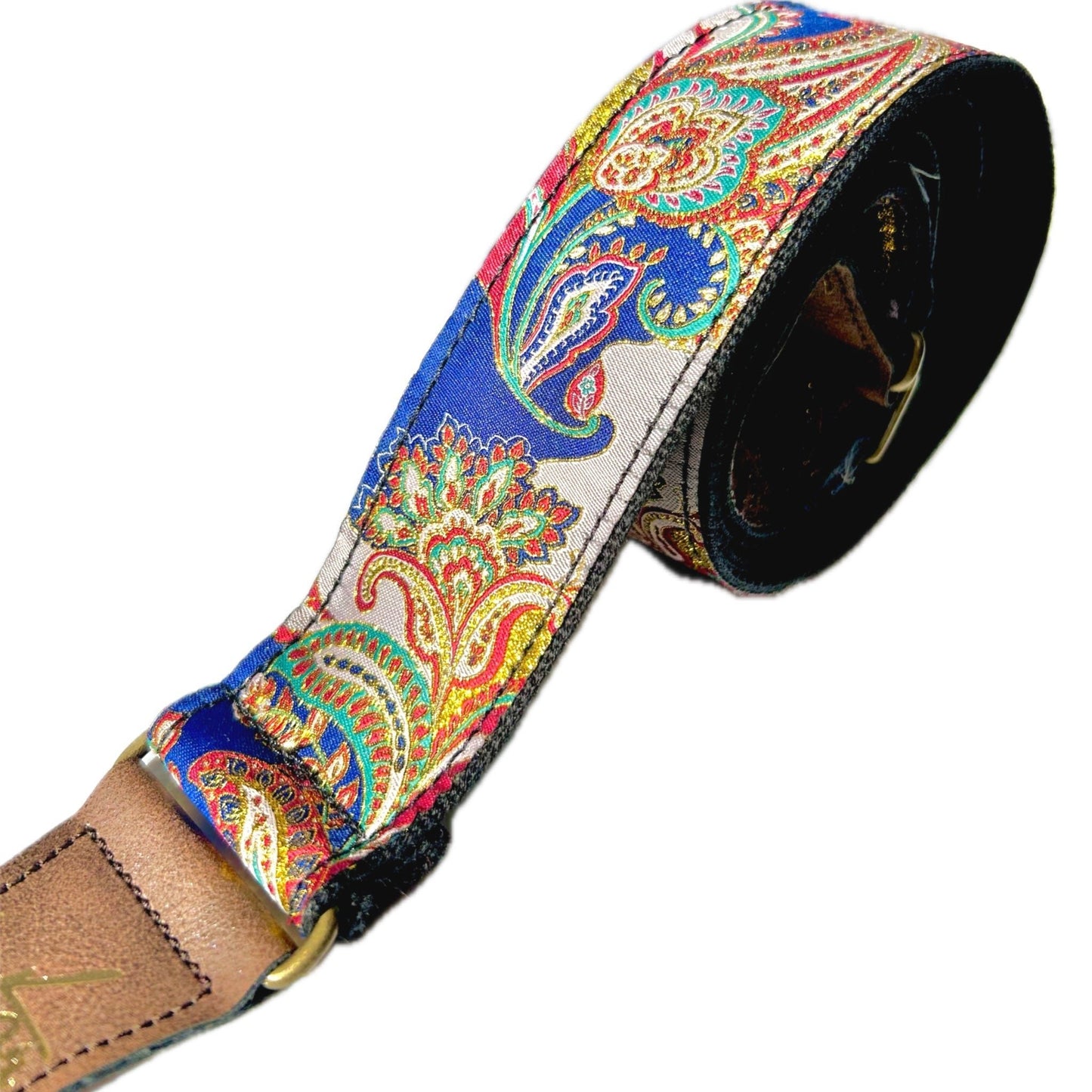 The Mr Moonlight Navy Blue Paisley Guitar Strap - Vtar Vegan Guitar Straps