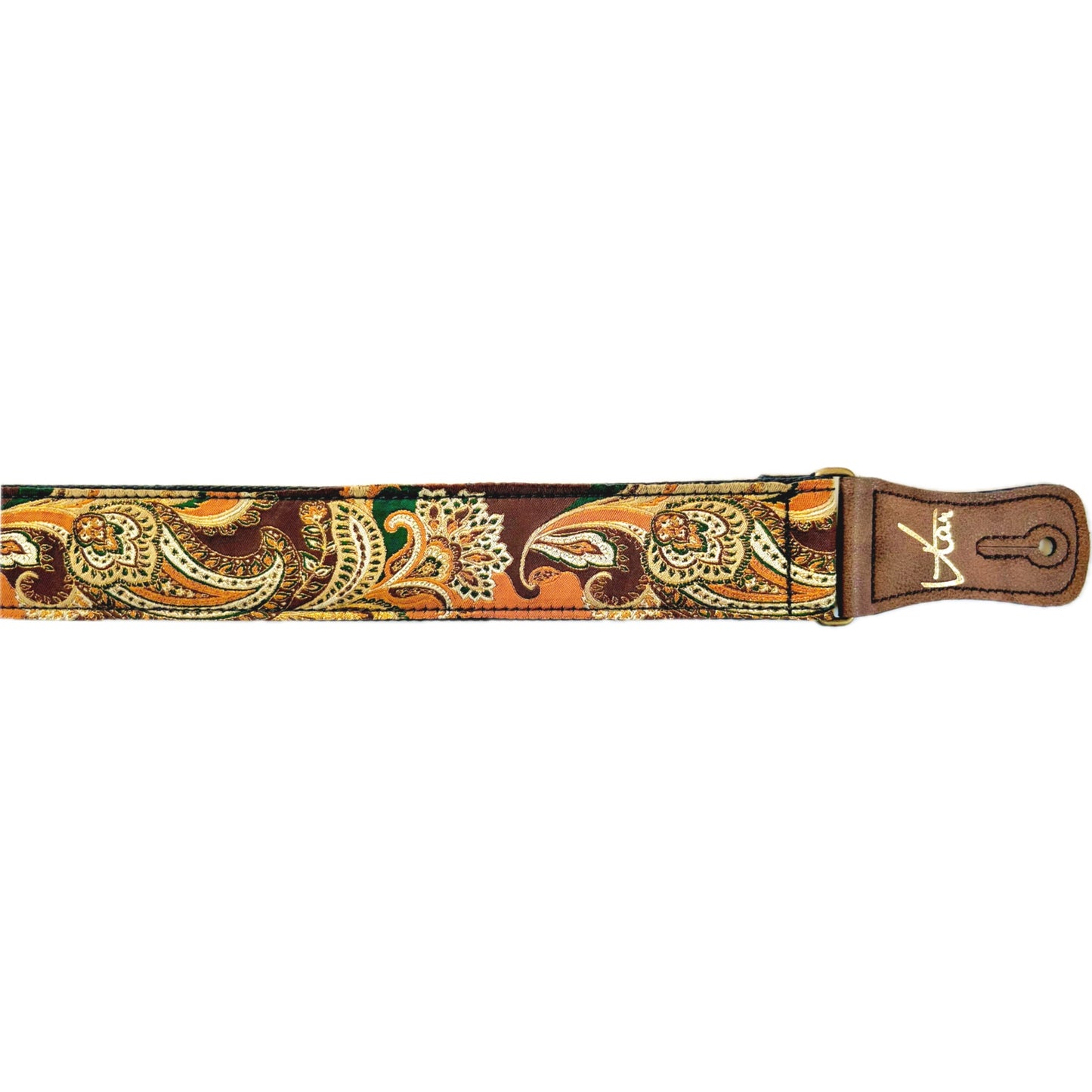 The Whiskey River Brown Paisley Guitar Strap - Vtar Vegan Guitar Straps
