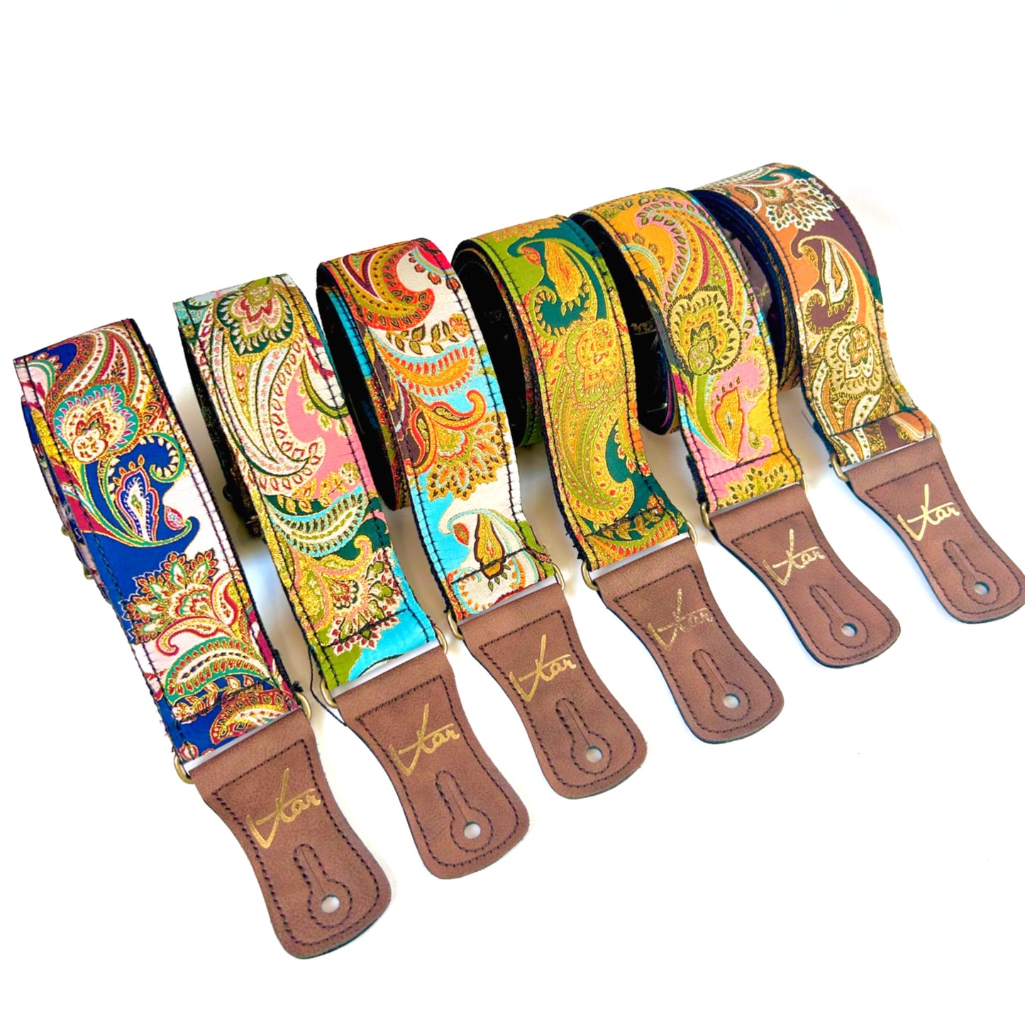 The Sgt. Pepper Red & Blue Paisley Guitar Strap - Vtar Vegan Guitar Straps