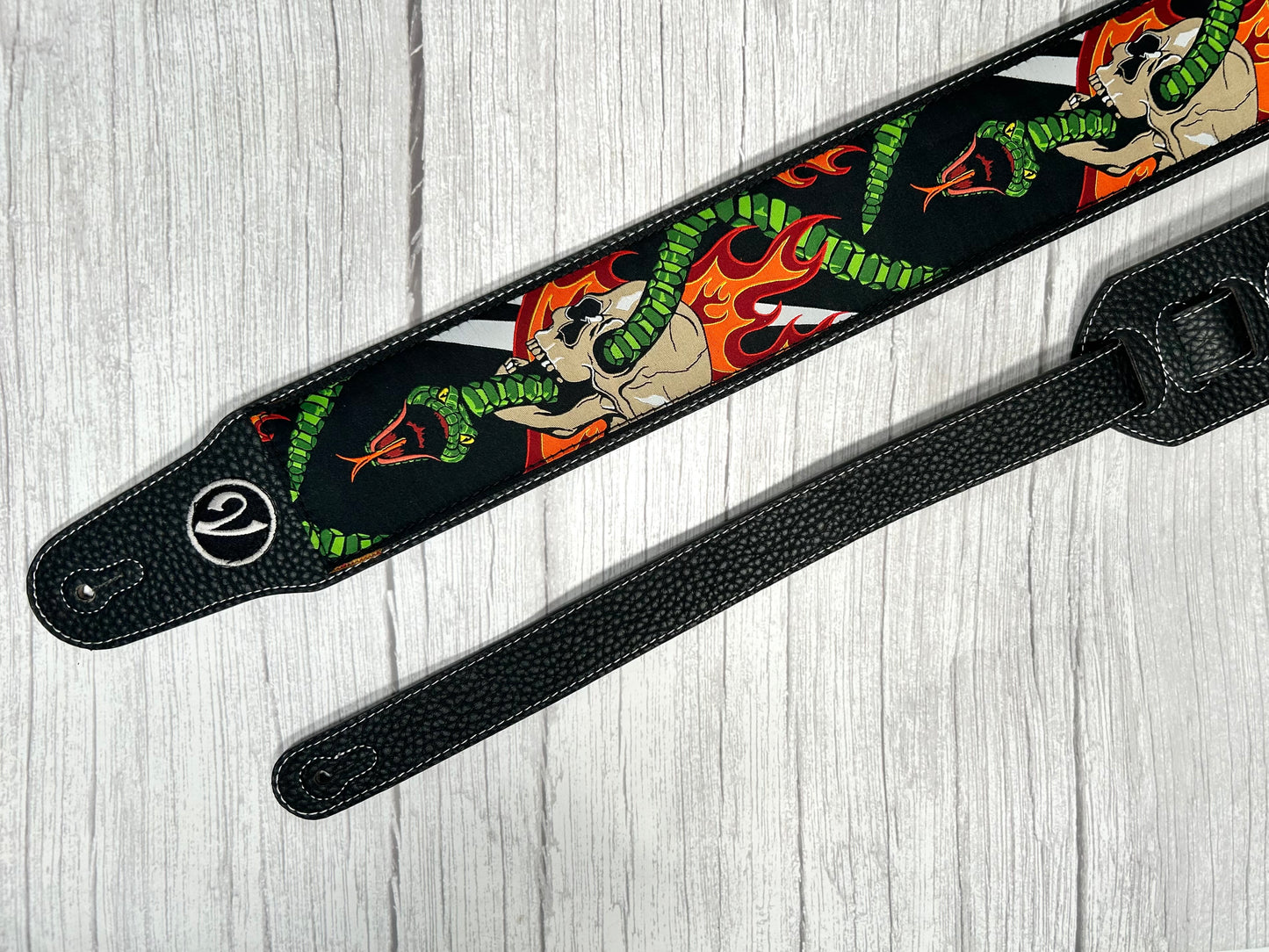 The Snake and Skull Guitar Strap - Vtar Vegan Guitar Strap