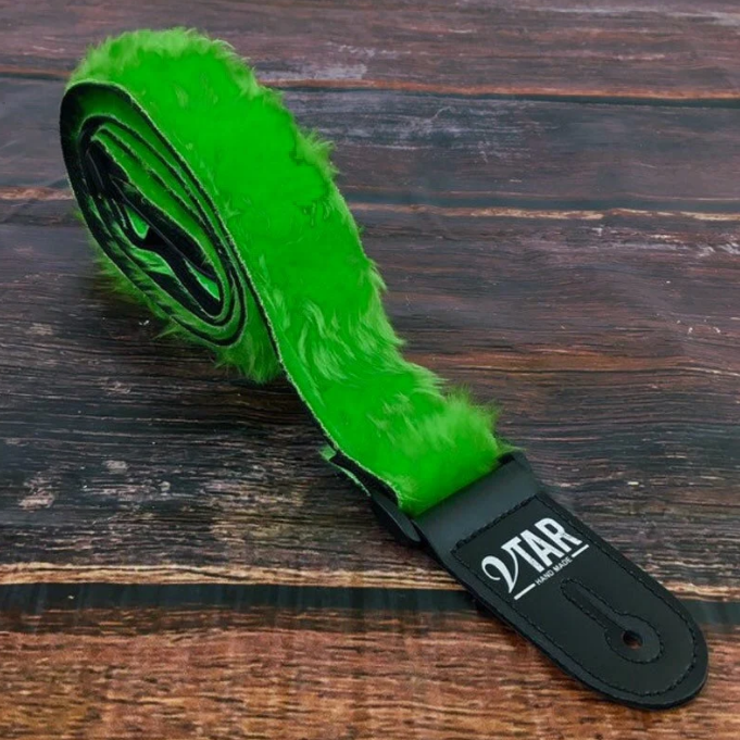 The Green Faux Fur Guitar Strap