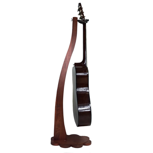 Dannan Wooden Upright Flower Base Guitar Stand - Brown