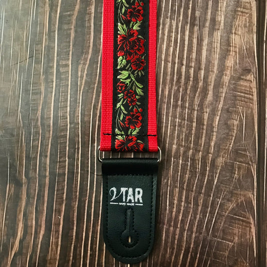 Red Rose Guitar Strap
