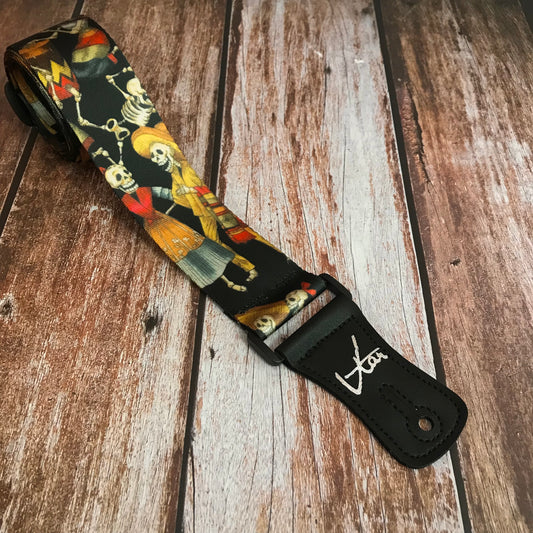 Dancing Skeleton Skull Guitar Strap