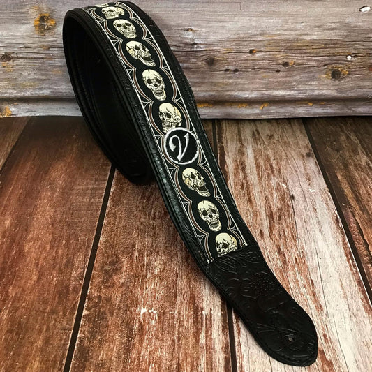 Black Padded Metal Skull Guitar Strap