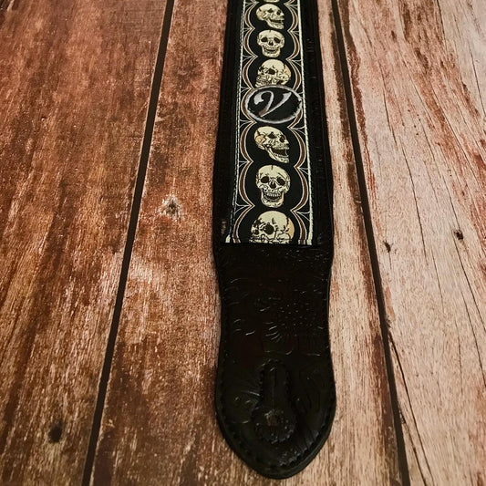 Black Padded Metal Skull Guitar Strap