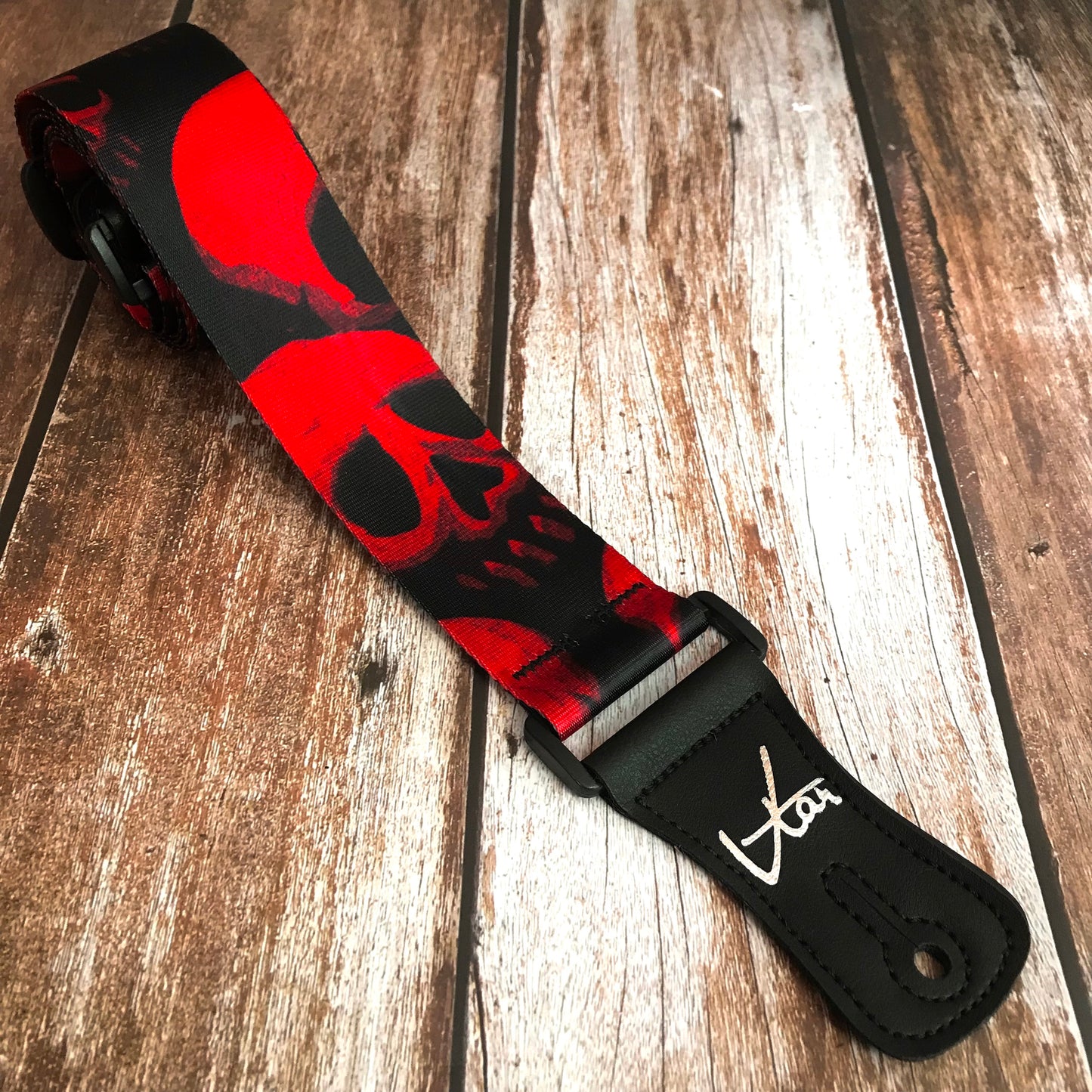 Red Skull Webbing Guitar Strap