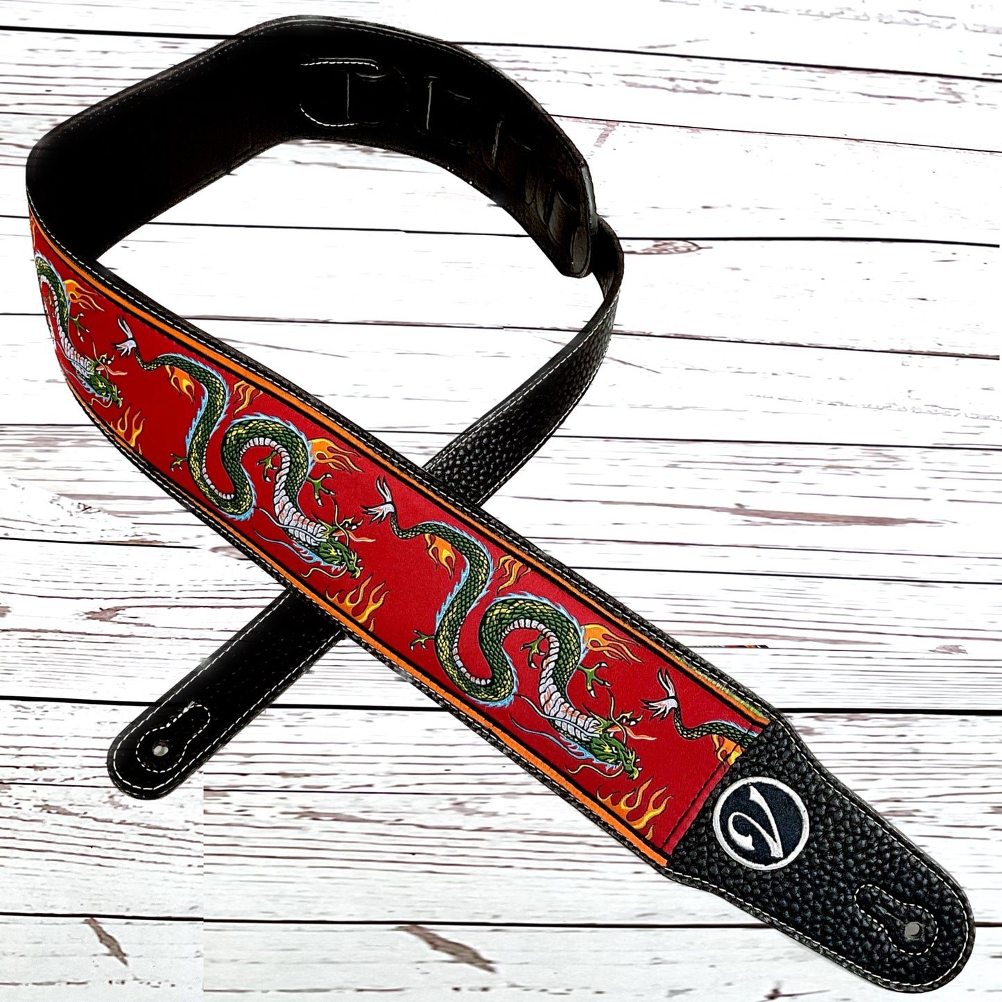 The Jimmy Page Dragon Suit Guitar Strap in Red- Vtar Vegan Guitar Straps