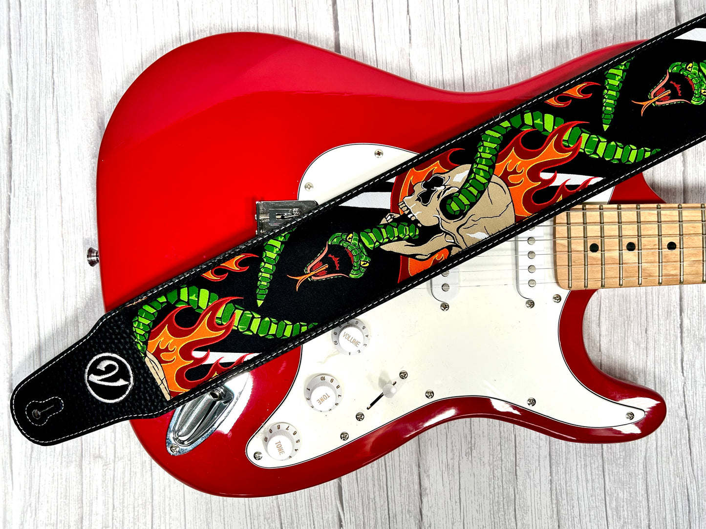 The Snake and Skull Guitar Strap - Vtar Vegan Guitar Strap