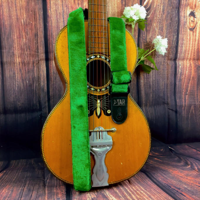 The Green Faux Fur Guitar Strap