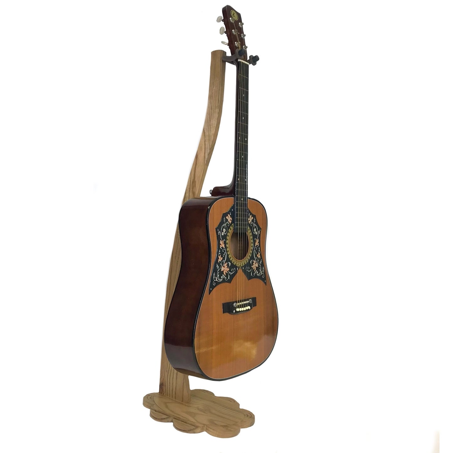 Dannan Wooden Upright Flower Base Guitar Stand - Light Walnut