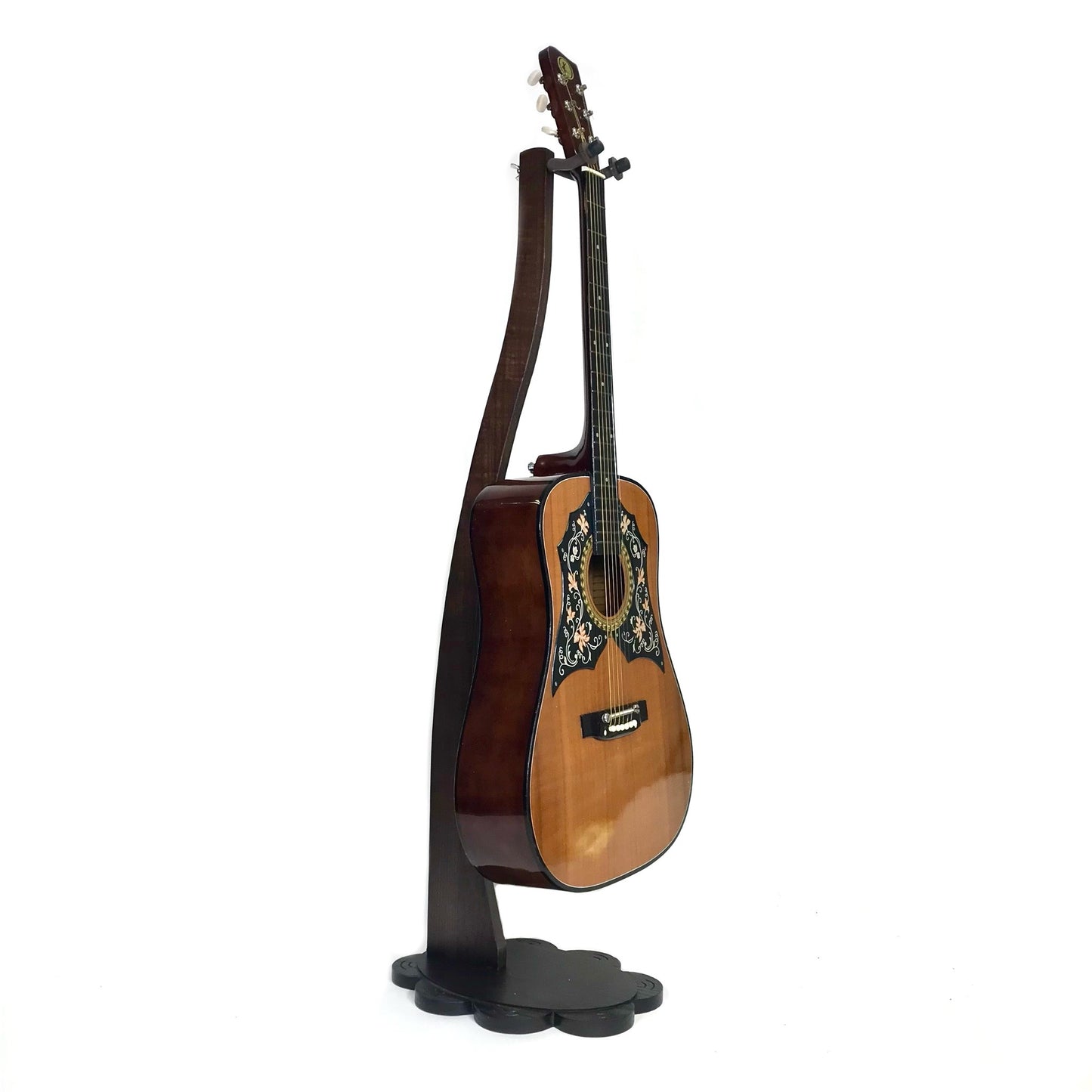 Dannan Wooden Upright Flower Base Guitar Stand - Dark Walnut