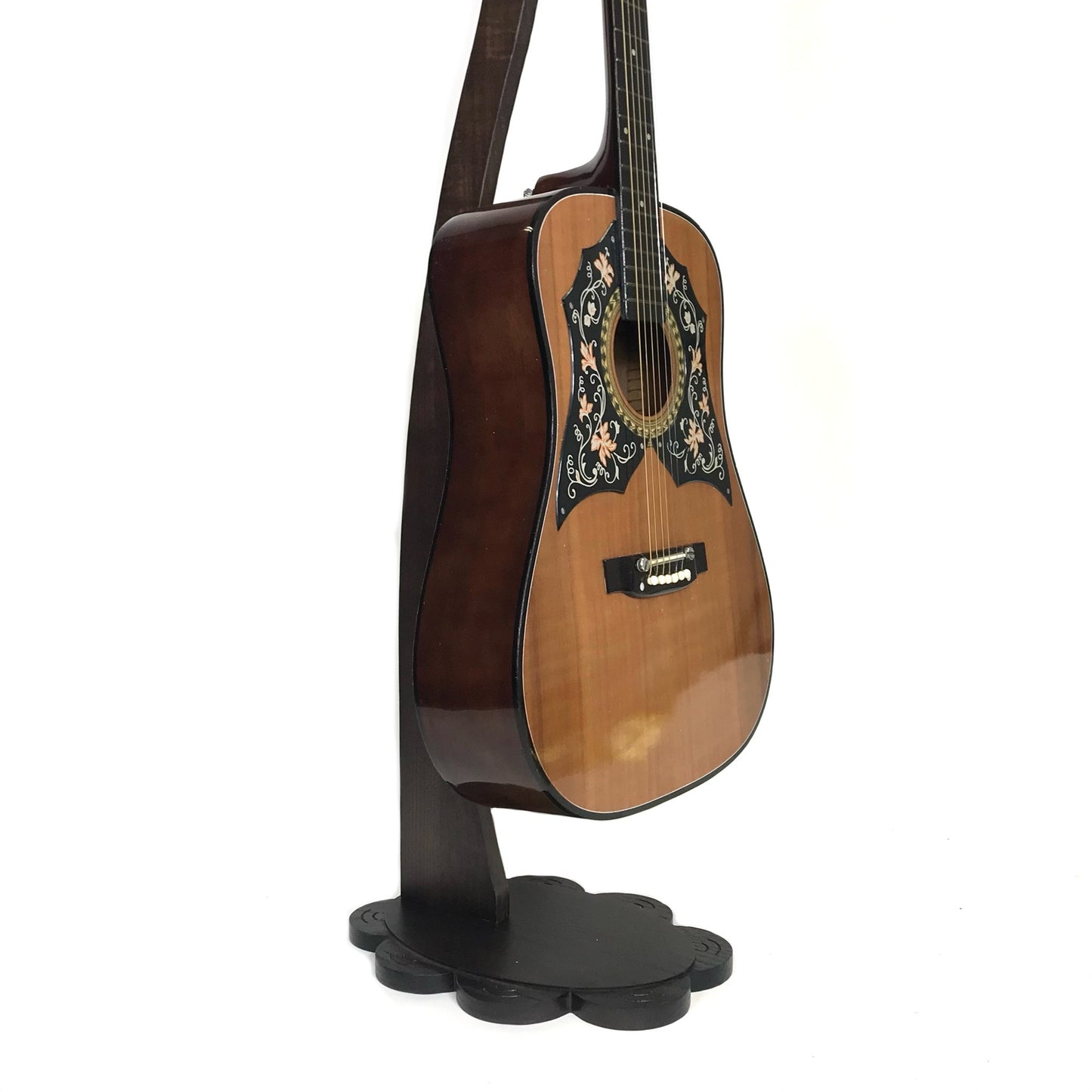 Dannan Wooden Upright Flower Base Guitar Stand - Dark Walnut