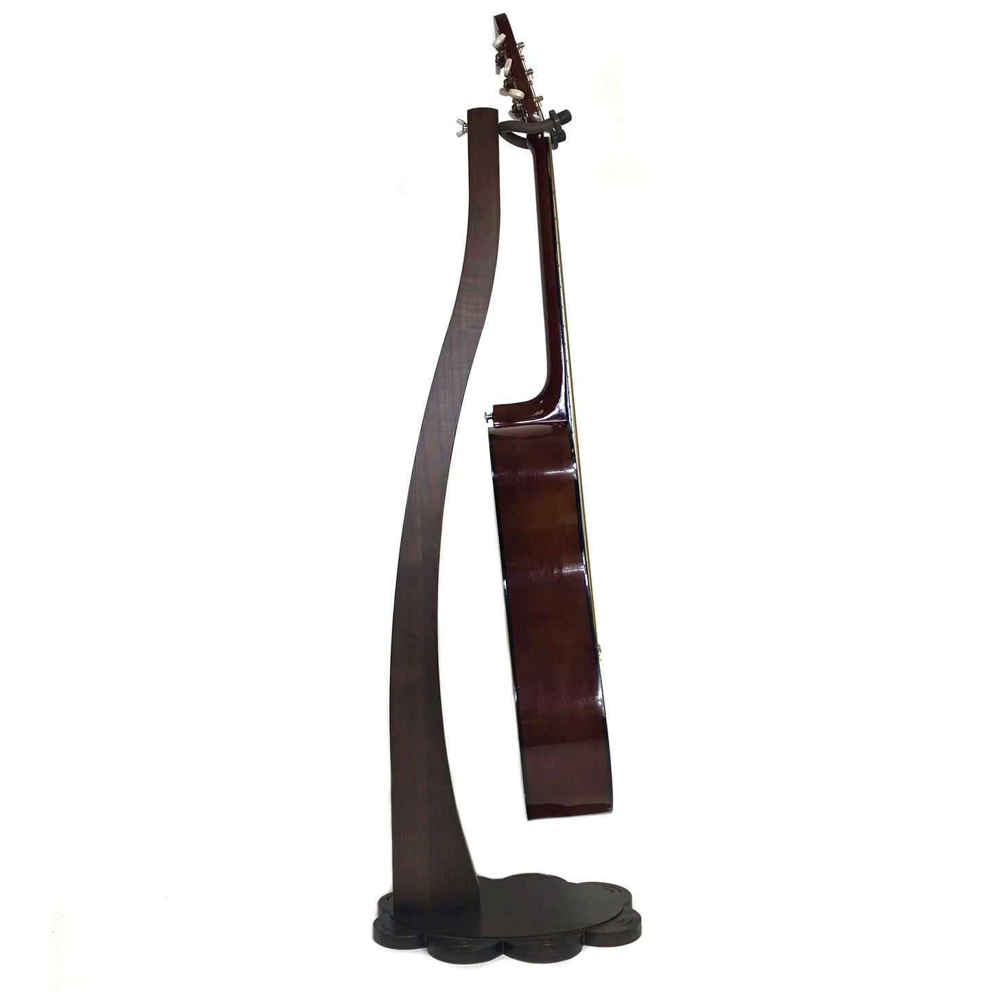 Dannan Wooden Upright Flower Base Guitar Stand - Dark Walnut