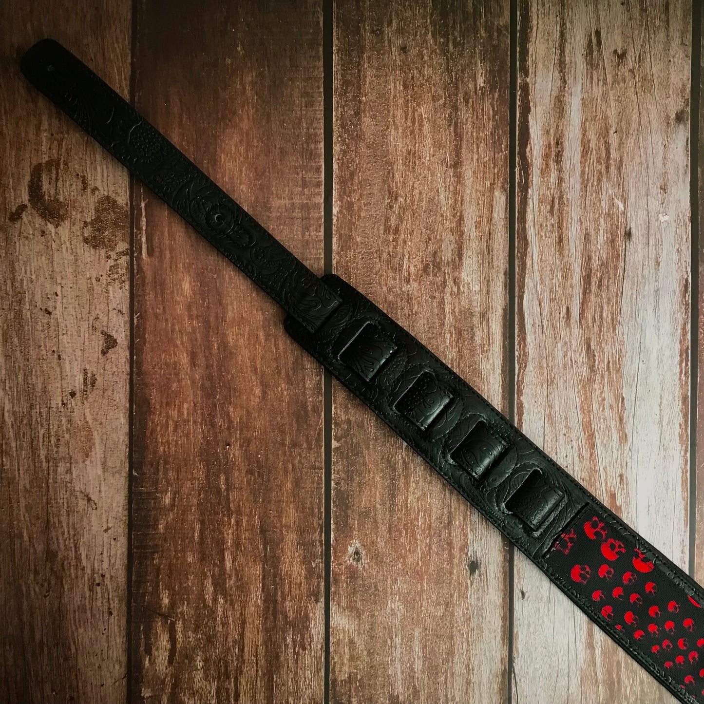 Guitar Strap - Vegan Padded Red Skull by Vtar