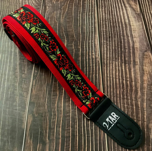 Red Rose Guitar Strap