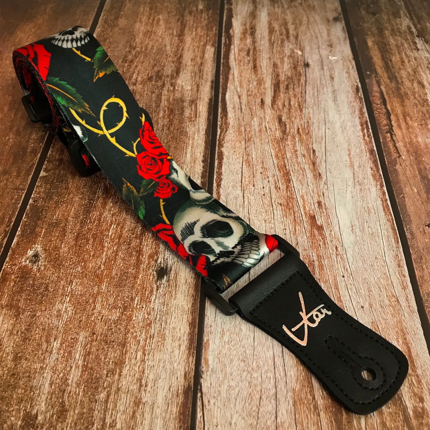 Rose Skull Webbing Guitar Strap